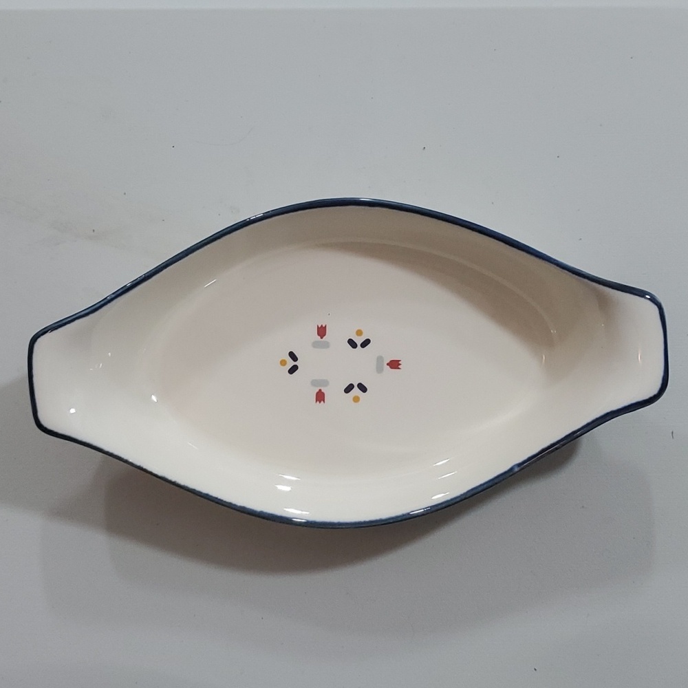 COUNTRY BORDERS#3 / JCPenny-Vintage Ceramic Au Gratin Dish-Japan-Cottagecore-EC